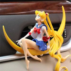 Wnętrza samochodu wnętrza klipu na wylot Anime Sailor Moon Piękna dziewczyna akcja figura ozdoba różowa dekoracja samochodowa dla kobiet