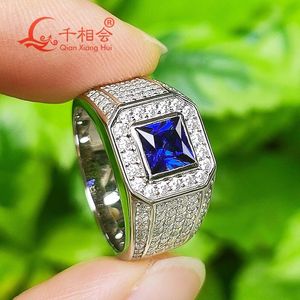 Rings square ruby sapphire Gypsophila Real Moissanite Ring For Men and woman Sterling 925 Silver Engagement Male Wedding Jewelry