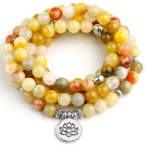 Armbänder Naturstein Topas Perlen Armband Frauen 108 Mala Halskette 8MM Strang Männer Schmuck Heißer Verkauf Neue Design Drop Shipping