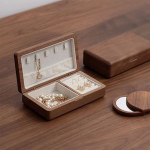 Valnötsmycken Box Wedding Ring Box Earring Rings Storage Box Jewelry Organizer Box Jewelry Gift Packaging Box For Women 240110