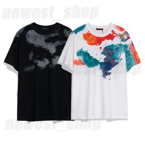 Designer High Mens Camisetas Verão Camiseta Luxo Carta Paris Geometria Arco-íris Impressão Cor Preto Branco Camisetas Simples Casual Oversize Tee Top EUA Tamanho S-XL