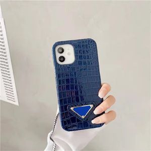 Para iPhone 15 14 Pro Max 14Plus 13 13Pro 13promax 12 12pro 11 XR XS Max Phone Cases Designers Crocodile Grão Couro Triângulo P Celular Capa