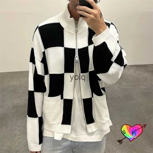 Men's Jackets Chequered Knitted Cole Buxton Jaet Men Women Zip Patch Poets Cole Buxton Tra Coats Slightly Cropped Body CB Jaetsyolq