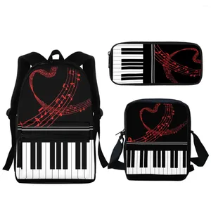 Borse per la scuola Designer di marca Zaino con stampa di note per pianoforte Zaino per studentesse di alta qualità Tema musicale Piccola borsa a tracolla regalo