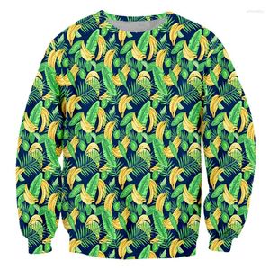 Men's Hoodies Plus Size 2024 Sweaters Green Leaves Banana Print Funny Streetwear Oversized Suitable Spring Fall Hip Hop Trendy Wholesale