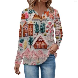 Women's T Shirts Christmas Sweater For Women T-Shirt Long Sleeve Top 3d Tree Print Clothing Girl Kawaii Versatile Ladies Sweatshirt