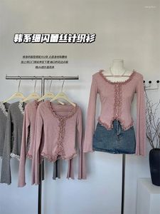 Kvinnors blusar 2024 Kvinnor Pink Kawaii -skjortor och Y2K 90 -tal estetiska vintage koreanska harajuku mode långärmad skjorta topp 2000 -talskläder