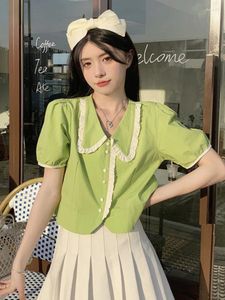 女性のブラウス人形襟シャツ夏の服甘くてかわいい大学デザイン学生ファッション韓国トップカジュアル