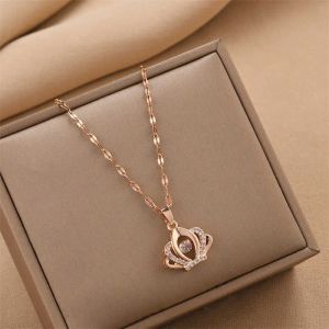 Fashion necklace designer Crown Pendant Versatile Light Luxury Small Design Titanium Steel Necklace Women's Jewelry