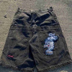 Men's Shorts Y2k Shorts JNCO Hip Hop White Tiger Graphic Printing Baggy Denim Gym Shorts Men Women New Gothic Harajuku Men Basketball Shorts YQ240111