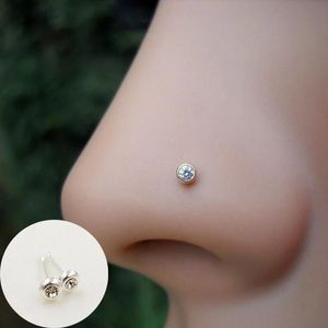 Smycken 20st/pack 925 Sterling Silver Clear Crystal Nose Pin Stud Piercing Body Jewelry