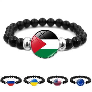 Bracelets Palestine Time Jewel Flag Bracelet Men's And Women's AllInOne Black Beaded Bracelet Jewelry Customizable Bracelet.