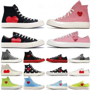 Commes des Garcons x 1970年代オールスターレディースデザイナーシューズキャンバスシューズビンテージクラシックチャック70テイラーズローマルチハートフラットスケートハイトップスニーカー