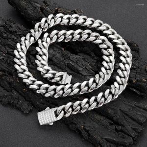 Chains Hiphop 10mm Miami Iced Bling Zircon Cuban Link Necklace Stainless Steel For Men 14K Gold Plated 3A Chain Necklaces