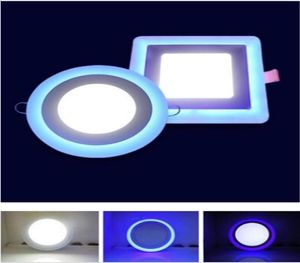 Cores duplas finas luzes de painel led azul coolwarm branco led lâmpada de teto embutida redonda quadrada acrílica 85265v decoração interna 9982616