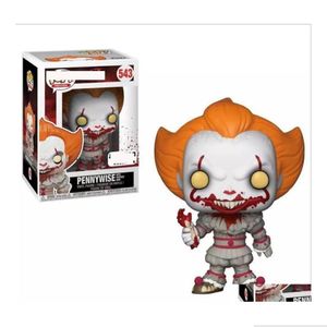 Action Toy Figures Funko Pop Clown tillbaka till So Hand Office Model It Decoration Pennywise Master Version 5433472 Drop Delivery T DHFI5