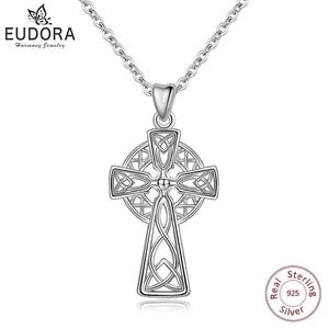 Anhänger EUDORA 925 Sterling Silber Celtics Knoten Vintage Kreuz Anhänger Halskette Sterling Silber Celtics Schmuck Wunderschöne Geschenke CYD240