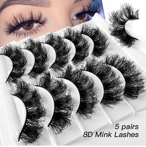 Multilayer tjock 5 par False Eyelashes Fluffy Soft Light Handmade återanvändbara Curly Faux Mink Fake Lashs Full Strip Lash Extensions