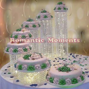 Urodziny 6PCS Uchwyty ciasta Kryształowe ciasto stojak na urodziny Bankiet Central -Centerpiece Display Widd