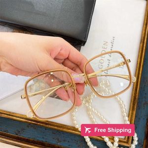 Designer Sunglasses Double C small fragrance same pearl chain box flat light glasses frame fashion street shooting sunglasses ch2195s X6RK