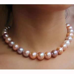 Hängsmycken 18 tum aaa luster 910mm verklig naturlig tahitisk rosa lila pärlhalsband fin smycken jewelry