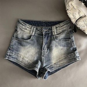 Kvinnors shorts retro denim Kvinnor Summer Korean Fashion High midja kryddig tjej mångsidig lös och smal bred benkläder