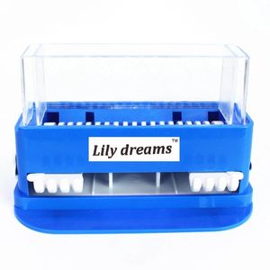 Borstar 1st Portable Swab Brush Storage Box Blue/Pink Eyelashs Extension Lash Lim Ta bort Bursh med Easy Out Hand Makeup Tools