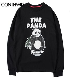 Gonthwid kinesisk panda tryck långärmad tröjor män hip hop hipster pullover hoodies tracksuit streetwear fashoin manliga toppar v3787964