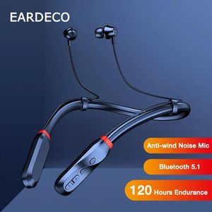 Наушники Eardeco, 120-часовое воспроизведение, Bluetooth-наушники, беспроводные наушники с басами, наушники с шейным ремешком, 5.1, наушники с микрофоном, спортивная музыкальная гарнитура Stere