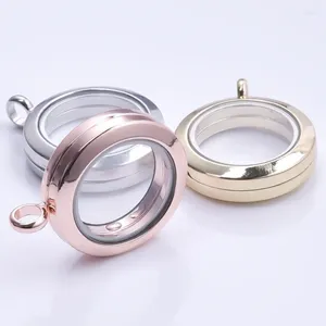 Pendant Necklaces 10pcs 25mm Plain Glass Floating Charm Locket Alloy Jewelry Making Relicario Memory Necklace Keychain Craft Gifts