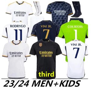 2023 Bellingham Rodrgo 23 24 Mbappe Camisas de futebol Futebol Vini Jr Camavinga Real Madrid Modric Valverde Camiseta Kids Courtois Goleiro Jogador Versão 4XL