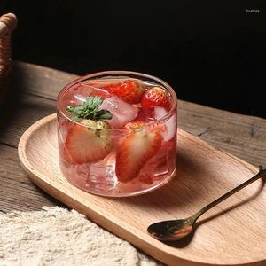 Wine Glasses 2pc Transparent Glass Dessert Cup Set Heat Resistant Jelly Pudding Mousse Ice Cream Mould Party Dipping Dish Condiment Bowl