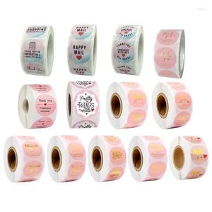 Confezione regalo 500 pezzi/rotolo rosa fai da te grazie per il tuo ordine adesivi matrimonio fatto a mano con amore etichette con sigillo rotondo scrapbooking drop deli Dhset