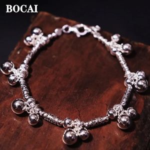 Anklets Bocai Original Real S925 Silver smycken Fashionabla Lovely Exducite Bell Silver Bead Women's Armband