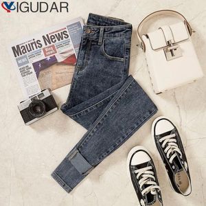 Jeans hohe Taille Jeans Frauen Herbst neue schlanke Skinnhose Frühling ungezwungenes Mädchen Jeanshose schwarze weibliche Mode Stretchbleistift Jeans