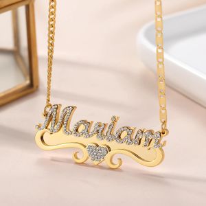 Collane Collana con nome di cristallo personalizzato Ciondolo con zirconi ghiacciati per le donne Targhetta bling personalizzata Catena regalo gioiello per ragazze