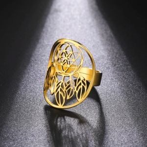 Yeni Dream Catcher Ring Kadınlar 14K Sarı Altın Renk Ayarlanabilir Parmak Yüzükler 2024 Takı Sevgililer Günü Hediyesi