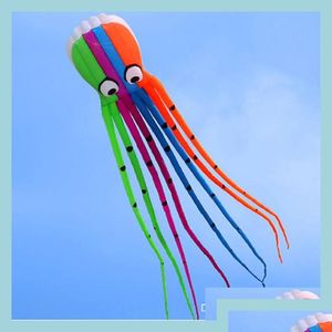 Kite Accessories Outdoor Fun Sports High Quality 8M Power Software Octopus Flying Toys Soft Frameless Squid Drop Delivery Gift Gift Dhzcd