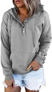 Kadın Hoodies Coco Yaprağı 2024 V-Necklong Sleeve Top Winteros Gevşek Gevşek Kapüşonlu Drawstring Pocket Hoodie