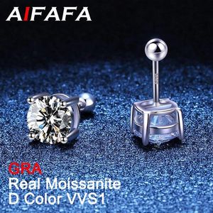 Earrings AIFAFA Real 1 Carat Moissanite Ball Screw Earring For Women Men 925 Sterling Silver Lab Grown Diamond Ear Stud Wholesale Jewelry