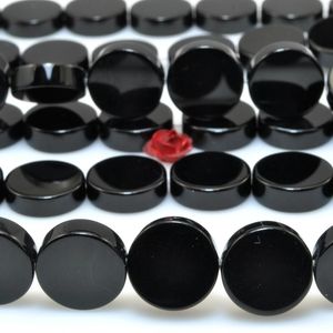 Lösa ädelstenar svart onyx agat sten slät platt myntpärlor grossist för smycken tillverkning armband halsband diy design