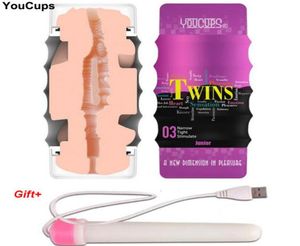 YouCups Vagina Anal Dual Channel Masturbation Cup Cocket Men for Man for Man sexo hombre y1906267854の男性のためのレアル猫大人のおもちゃ