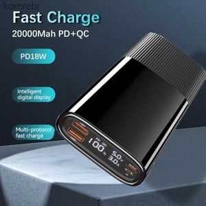 Cell Phone Power Banks Pd18W Powerbank Two-Way Fast-Charging Mobile Power 20000Mah High-Capacity Business Intelligent Digital Display Charging TreasureL240111