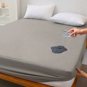 Waterproof Bed Fitted Sheet Soft Breathable Mattress cover Grey QueenKingTwinFull 240111
