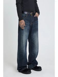 Мужские спортивные костюмы со складками, свободные прямые джинсы с микро-шваброй, нишевые винтажные джинсы