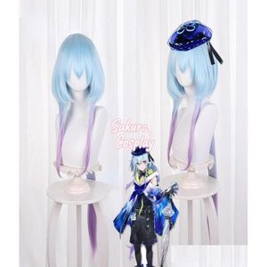 Other Event Party Supplies Game Arknights Mizuki Cosplay Light Blue Purple Gradient Long Heat Resistant Synthetic Hair Drop Delive Dhwpd