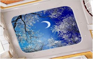 3D-Deckengemälde, Tapete nach Maß, Winterhimmel im Nachthimmel, Waldhimmel, Nachtdeckengemälde, Tapete für Wände 9142522