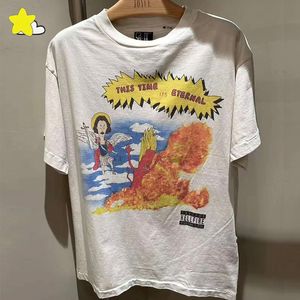 T-shirt vintage streetwear 24SS uomo donna T-shirt oversize in cotone a maniche corte con stampa di personaggi dei cartoni animati