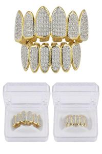 New Baguette Set Teeth Grillz Top Bottom Gold Silver Color Grills Dental Mouth Hip Hop Fashion Jewelry Rapper Jewelry4611076