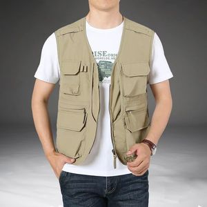 Men's Outdoor Spring and Autumn Leisure Vest V-neck Mountaineering Photography Multi Pocket Vest Work Jacket Trend